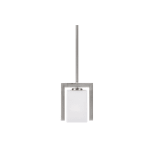 Single Light 7" Wide Mini Pendant with Square Satin White Glass Shade