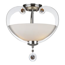 3 Light 15" Wide Semi-Flush Bowl Ceiling Fixture with Satin Opal Glass Shade