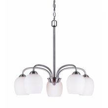 5 Light 23" Wide Chandelier with Satin Opal Glass Shades