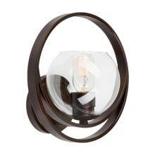 Single Light 10" Tall Wall Sconce with Clear Globe Glass Shade and Decorative Ring