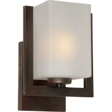 Single Light 9" Tall Wall Sconce with Square Satin White Glass Shade