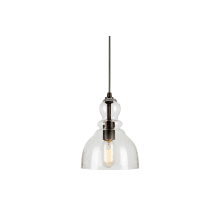 Single Light 7" Wide Mini Pendant with Clear Seeded Glass Shade