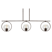 3 Light 45" Wide Linear Chandelier with Clear Globe Glass Shades