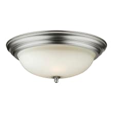 3 Light 16" Wide Flush Mount Bowl Ceiling Fixture with White Glass Shade