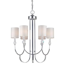 6 Light 24" Wide Chandelier with Cylinder Fabric Shades