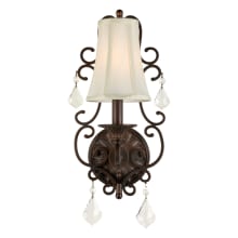 Single Light 15" Tall Wall Sconce with Off White Linen Shade