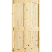 Knotty Pine 32 Inch by 80 Inch Rebated 4 Panel Arch Top Interior Bifold Door with Installation Hardware