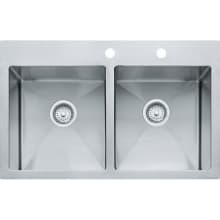 Vector 33" Double Basin Kitchen Sink for Drop In Installations