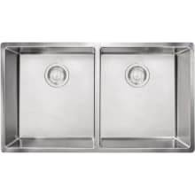 Cube 31-1/2" Undermount Double Basin Stainless Steel Kitchen Sink