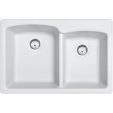 Ellipse 33" Undermount 60/40 Double Basin Granite Kitchen Sink with Sanitized Treatment Technology