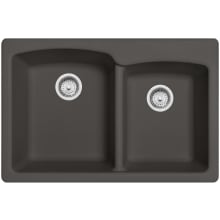Ellipse 33" Undermount 60/40 Double Basin Granite Kitchen Sink with Sanitized Treatment Technology