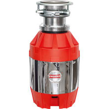 3/4 Horse Power Quiet Batch Feed Waste Disposer Torque Master 2700 RPM Jam-Resistant DC Motor in Red/Chrome,