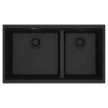 Maris 33" Undermount Low Divide 60/40 Double Basin Granite Kitchen Sink with Sanitized Treatment Technology