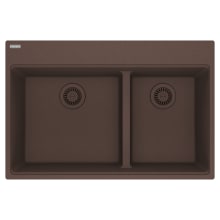 Maris 33" Drop In Low Divide Double Basin Granite Kitchen Sink with Sanitized Treatment Technology