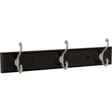 Scroll 15-7/8 Inch Wide Coat and Hat Hook Rack with 3 Double Hooks