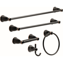 5-Piece Bathroom Accessory Kit Including 24" Towel Bar, 18" Towel Bar, Towel Ring, Tissue Holder and Robe Hook