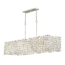 Farrah 8 Light 48" Wide Linear Chandelier with a Linen Shade and Hand-Made Crosshatch Bars