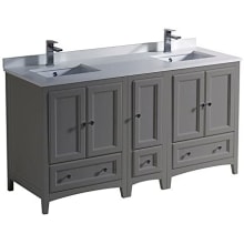 Oxford 60" Free Standing Vanity Set with Wood Cabinet, Quartz Vanity Top, and Dual Undermount Sinks
