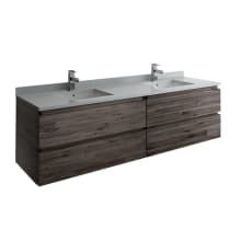 Formosa 72" Wall Mounted Double Basin Vanity Set with Cabinet and Quartz Vanity Top