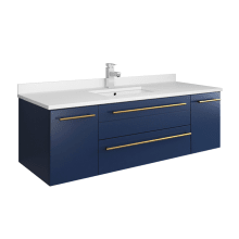 Lucera 48" Wall Mounted Single Basin Vanity Set with Cabinet and Quartz Vanity Top