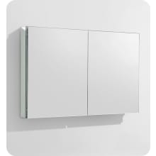 39-1/2" x 26" Double Door Frameless Medicine Cabinet with Two Glass Shelves and Recessed Mounting Option