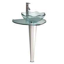 Netto 24" Glass Pedestal Bathroom Sink with Single Faucet Hole