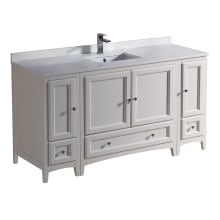 Oxford 60" Free Standing Vanity Set with Wood Cabinet, Quartz Vanity Top, and Single Undermount Sink