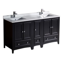 Oxford 60" Free Standing Vanity Set with Wood Cabinet, Quartz Vanity Top, and Dual Undermount Sinks