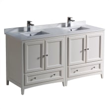 Oxford 60" Free Standing Vanity Set with Wood Cabinet, Quartz Vanity Top, and Dual Undermount Sinks