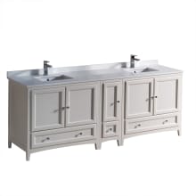 Oxford 84" Free Standing Vanity Set with Wood Cabinet, Quartz Vanity Top, and Dual Undermount Sinks
