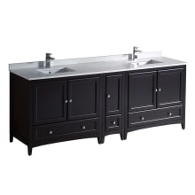 Oxford 84" Free Standing Vanity Set with Wood Cabinet, Quartz Vanity Top, and Dual Undermount Sinks