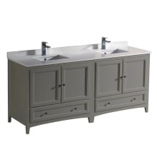 Oxford 72" Free Standing Vanity Set with Wood Cabinet, Quartz Vanity Top, and Dual Undermount Sinks