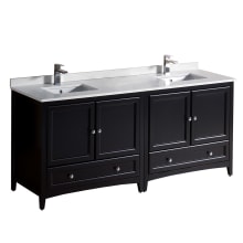 Oxford 72" Free Standing Vanity Set with Wood Cabinet, Quartz Vanity Top, and Dual Undermount Sinks