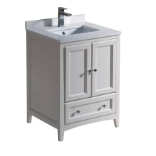 Oxford 24" Free Standing Vanity Set with Wood Cabinet, Quartz Vanity Top, and Single Undermount Sink