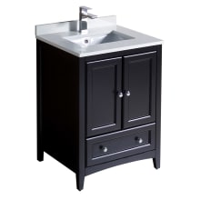 Oxford 24" Free Standing Vanity Set with Wood Cabinet, Quartz Vanity Top, and Single Undermount Sink