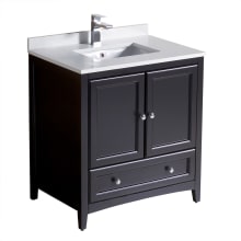 Oxford 30" Free Standing Vanity Set with Wood Cabinet, Quartz Vanity Top, and Single Undermount Sink