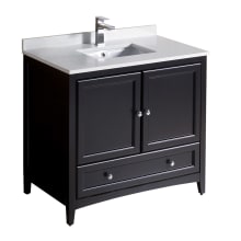 Oxford 36" Free Standing Vanity Set with Wood Cabinet, Quartz Vanity Top, and Single Undermount Sink