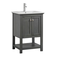 Cambria 24" Free Standing Single Basin Vanity Set with Wood Cabinet and Ceramic Vanity Top