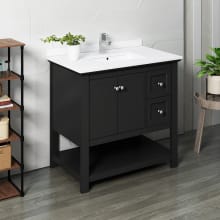 Cambria 36" Free Standing Single Basin Vanity Set with Wood Cabinet and Quartz Vanity Top