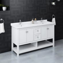 Cambria 60" Free Standing Double Basin Vanity Set with Wood Cabinet and Quartz Vanity Top