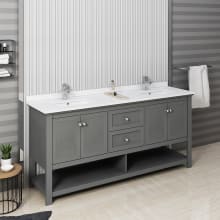 Cambria 72" Free Standing Double Basin Vanity Set with Wood Cabinet and Quartz Vanity Top
