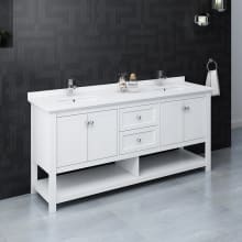 Cambria 72" Free Standing Double Basin Vanity Set with Wood Cabinet and Quartz Vanity Top