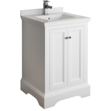 Windsor 24" Free Standing Single Basin Vanity Set with Wood Cabinet and Quartz Vanity Top - Less Faucet and Drain Assembly