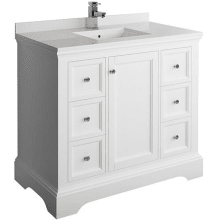 Windsor 40" Free Standing Single Basin Vanity Set with Wood Cabinet and Quartz Vanity Top - Less Faucet and Drain Assembly
