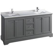Windsor 72" Free Standing Double Basin Vanity Set with Wood Cabinet and Quartz Vanity Top - Less Faucet and Drain Assembly