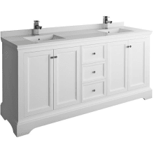Windsor 72" Free Standing Double Basin Vanity Set with Wood Cabinet and Quartz Vanity Top - Less Faucet and Drain Assembly