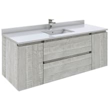 Formosa 54" Wall Mounted Single Basin Vanity Set with Cabinet and Quartz Vanity Top