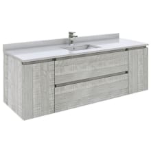 Formosa 60" Wall Mounted Single Basin Vanity Set with Cabinet and Quartz Vanity Top