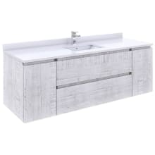 Formosa 60" Wall Mounted Single Basin Vanity Set with Cabinet and Quartz Vanity Top