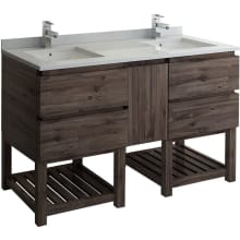 Formosa 60" Free Standing Double Basin Vanity Set with Cabinet and Quartz Vanity Top